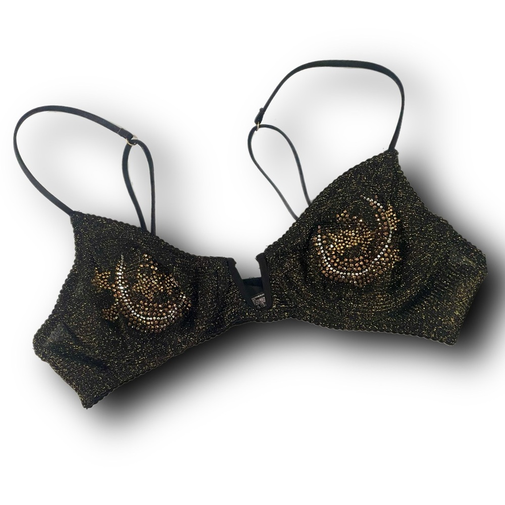 Festival Urban Outfitters Black & Gold Bra Intimates NWOT Whimsigoth Celestial